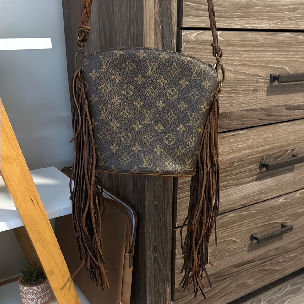 Louis Vuitton Brown Monogram Crossbody Bag with Fringe